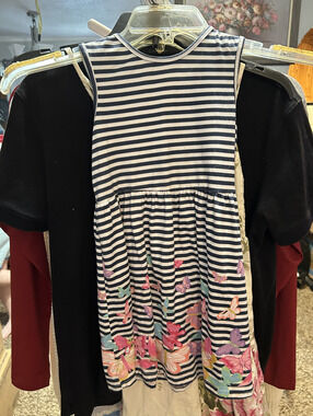 Freestyle Girls Striped Floral Butterfly Dress Size Large